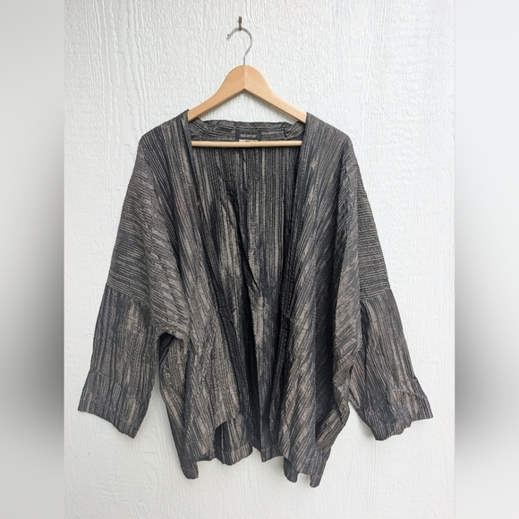 Vintage Eskandar Neiman Marcus Silk Blend Crinkle Cropped Duster Size 0 - Picture 4 of 13